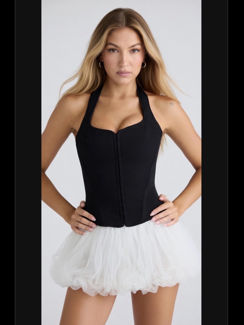 HOUSE OF CB 'The Halter Neck' Black Stretch Corset Top/ Small US4-6 $135
